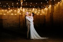 In the really rustic barn