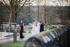 Walking to the wedding barn