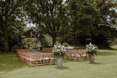 An outdoor wedding under the Oak Arbour