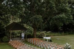 An outdoor wedding under the Oak Arbour