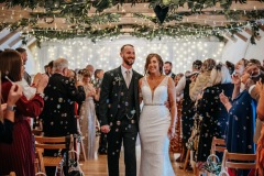 Bubble confetti in the wedding barn