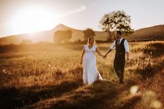 Golden hour with view over moor