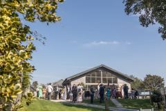 Guests enjoy a drink before the ceremony