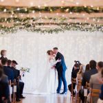 Bride and groom just married in the wedding barn