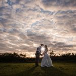 Sunset shot of couple in the countryside